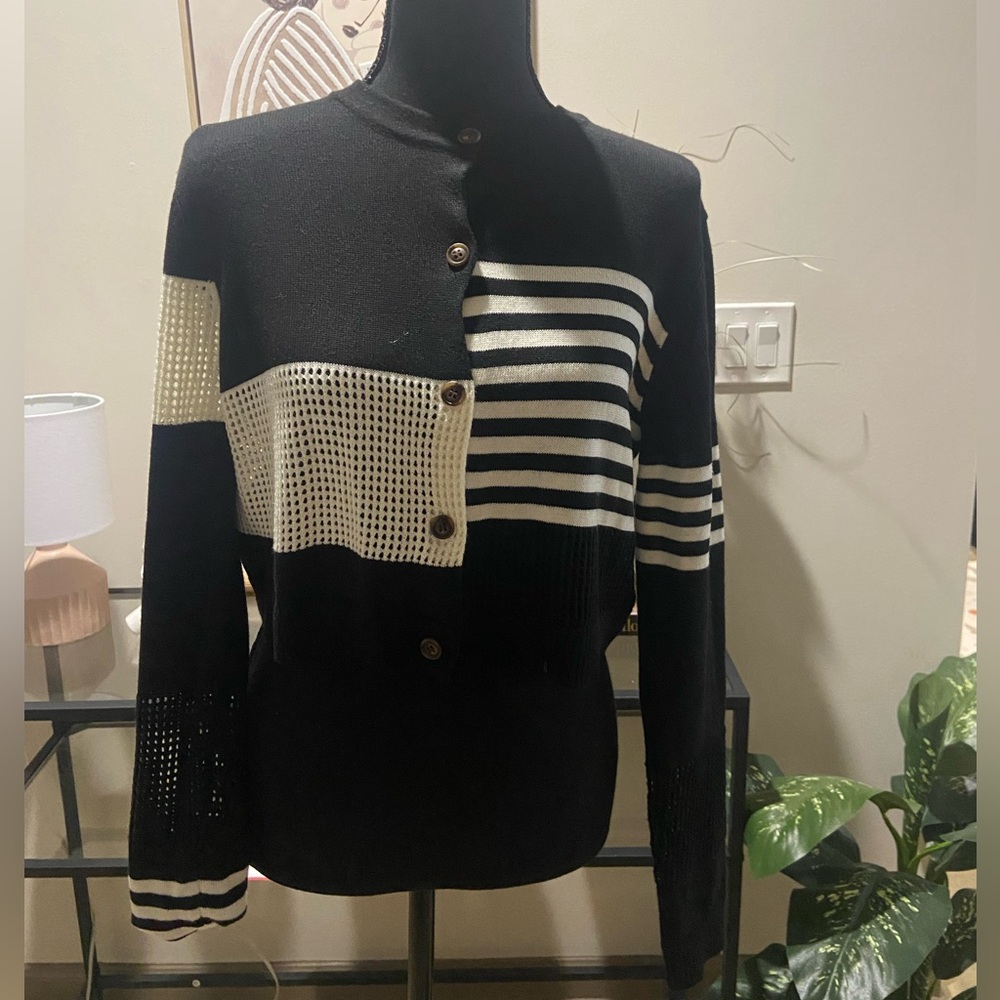 Commense Black and Cream Women's Cardigan